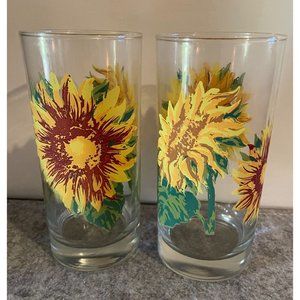 2 Vintage Cera Sunflower Tumblers   # 1598